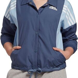 Adidas Women's Navy and Light Blue Bomber Jacket